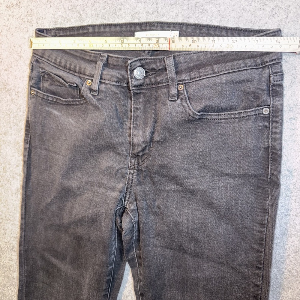 Levi's 711 Skinny Jeans Size 27 Black Stretch Denim